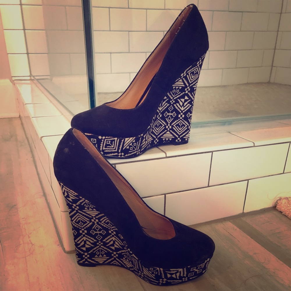 3/$20 Black wedges with high heel